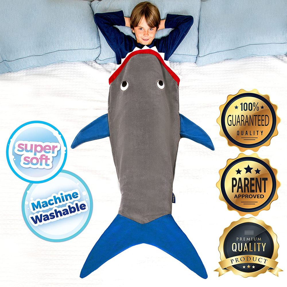 Coperta in Pile Squalo Shark Blanket super soft bambino Blankie Tails